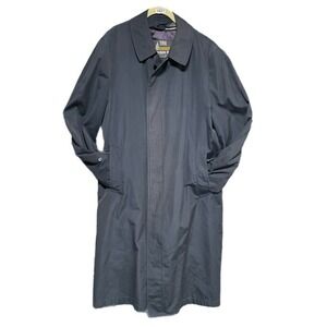 VTG London Fog Men's heavyweight Navy Trench Coat Zip Out Liner Size 46 Long xxl